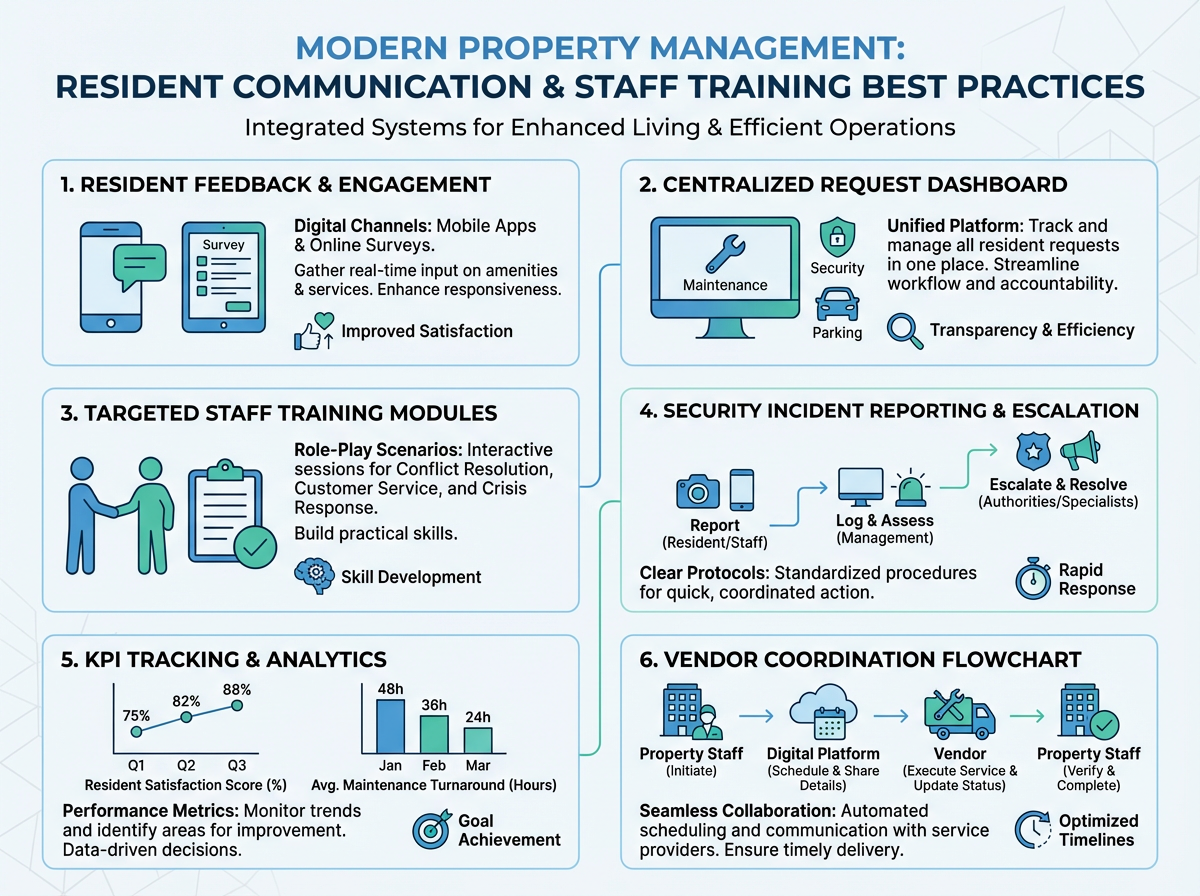 Resident communication tools and notifications in apartment operations