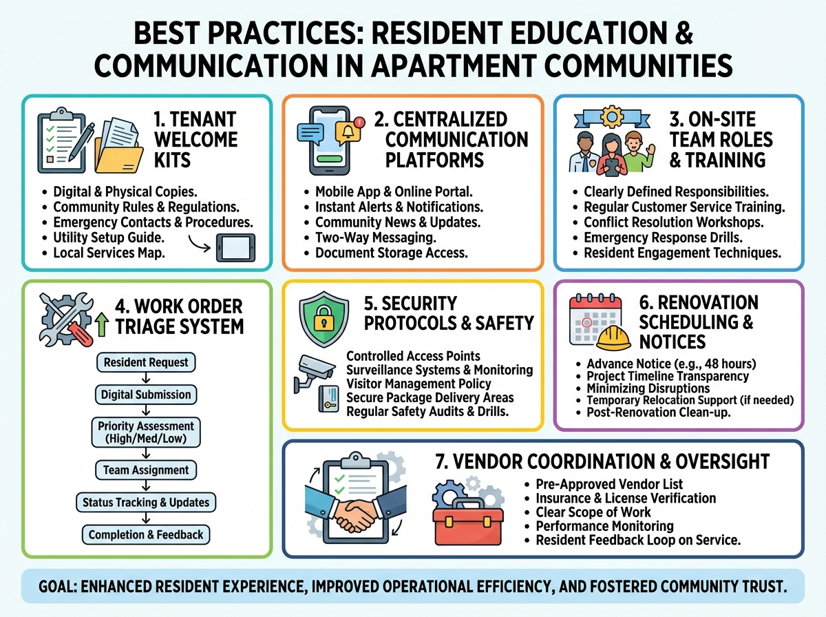 On-site property management team educating residents during move-in