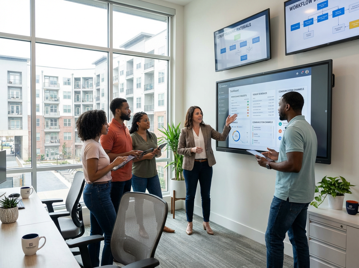 Resident Communication, Staff Training, and Workflow Improvement for Apartment Community Operations: Coordinating Security, Maintenance, Renovations, Trash Valet, and Towing 2 Dashboard visualizing maintenance, trash, and towing workflows in an apartment community