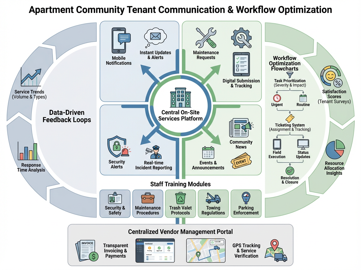 Modern Tenant Communication, Staff Training, and Workflow Optimization for Apartment Communities Using a Centralized On-Site Services Platform 1 Dashboard of a centralized on-site services platform for tenant communication
