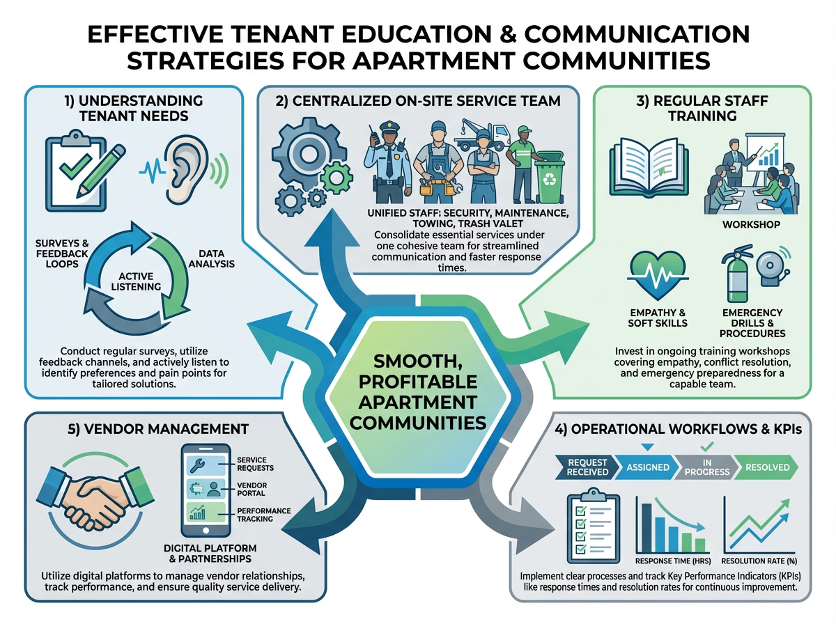 Tenant Education and Communication Strategies for Modern Apartment Communities Supported by Centralized On-Site Service Teams 1 Property manager reviewing tenant surveys and service request data