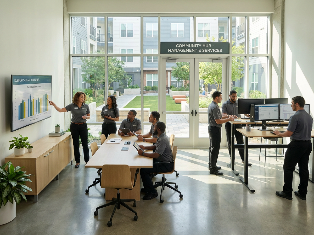 Dashboard view of maintenance, security, and trash service requests