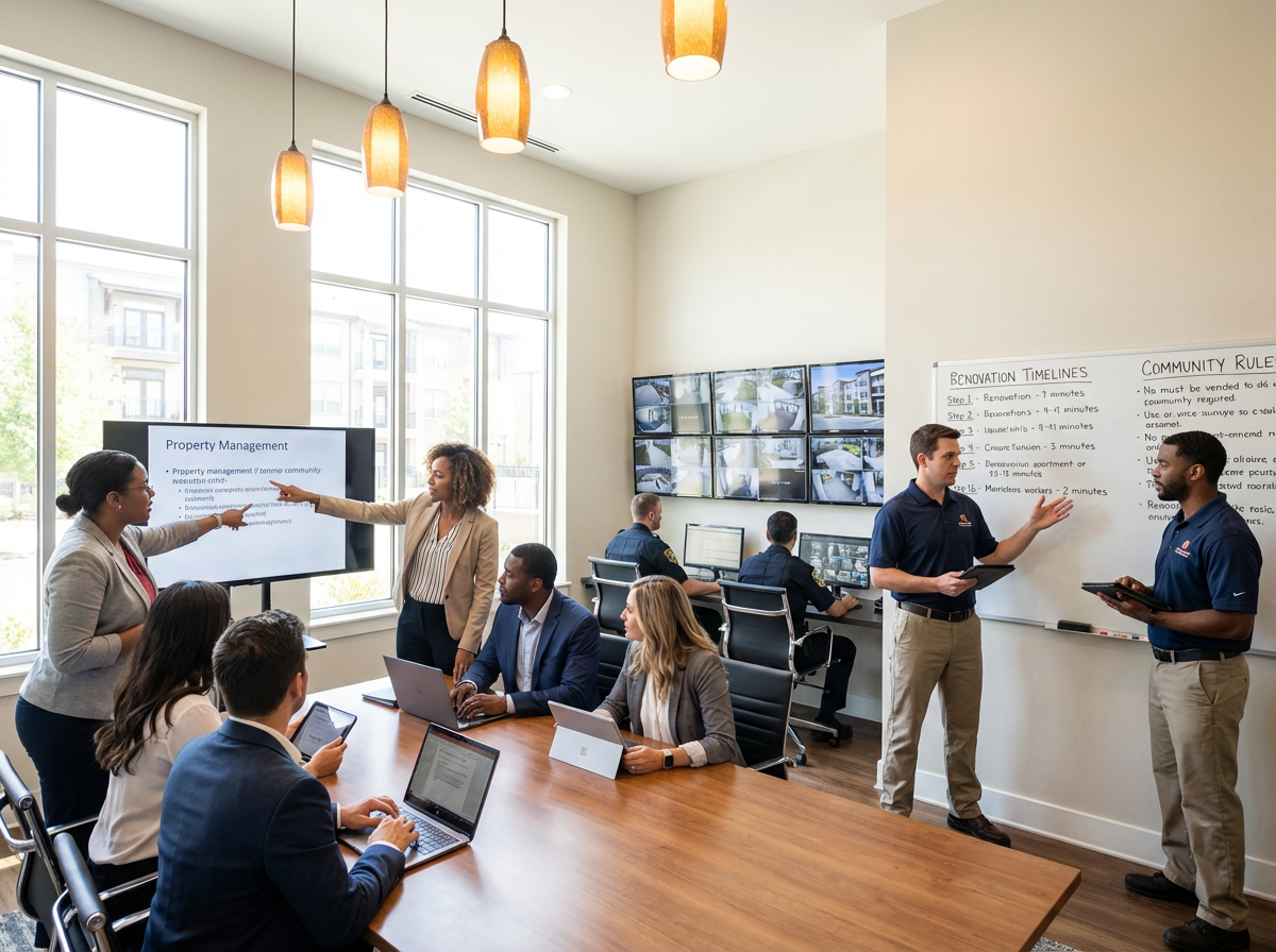 Operational Excellence in Apartment Communities Through Resident Communication, Staff Training, and Integrated Security/Maintenance Services 2 Digital dashboard for tracking apartment maintenance and service performance